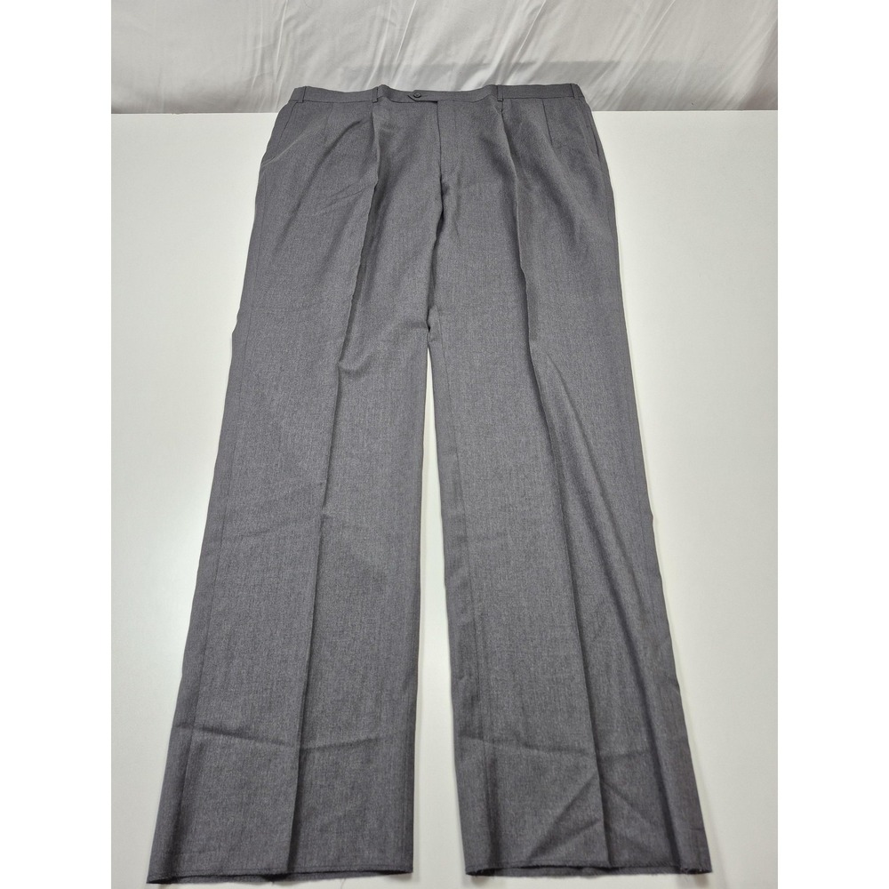 VTG Majer Dress Pants Men's 46x36 Gray Wool Pleated Straight Super 120s NWT